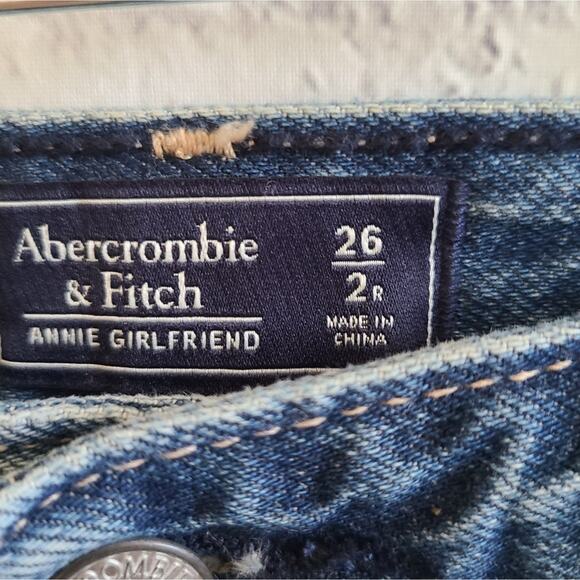 Abercrombie & Fitch High Waisted Annie Girlfriend Shorts Cloud Painted Pockets - Picture 9 of 11